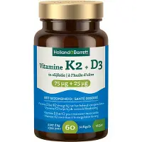Holland & Barrett 1+1 gratis | Vitamine K2 75mcg + D3 25mcg In Olijfolie - 60 softgels
