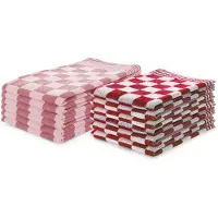 Linnick Theedoeken & Keukendoeken Set Blok - rood - set van 12