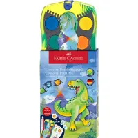 Faber-Castell waterverfdoos Connector Dino - 12 kleuren + 1 tube witte opaque verf - FC-125036