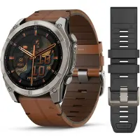 Garmin Fenix 8 - 51 mm - AMOLED Saffier - Grafiet - Kastanje Leren Band