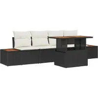 vidaXL Tuinbank Set 5 st Zwart poly rattan