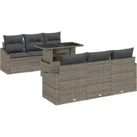vidaXL Tuinbank Set 7 st Grijs poly rattan