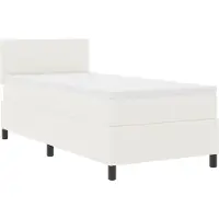 vidaXL LED Box Spring Bed Crème en Wit 100 x 200 cm Corduroy stof