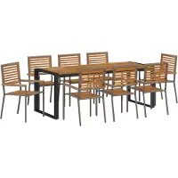 vidaXL Tuin Eettafel Set 9 st Grijs en Bruin poly rattan