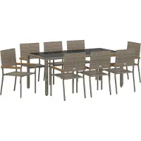 vidaXL Tuin Eettafel Set 9 st Grijs poly rattan