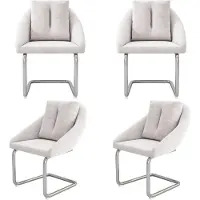 Merax Fluwelen Eetkamerstoelen Set van 4 – Luxe Draaistoelen met Kussens voor Woonkamer en Slaapkamer - Beige
