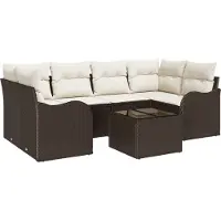 vidaXL Tuinbank Set 7 st 6-Aantal zitplaatsen Bruin en Crème