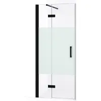 Maxaro Diamond Douchedeur | 80 cm Mat zwart Helder met matte strook Draaideur