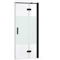 Maxaro Diamond Douchedeur | 80 cm Mat zwart Helder met matte strook Draaideur