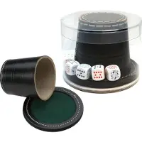 HOT Games Pokerbeker Leder 9cm.+ Deksel+ Pokerstenen