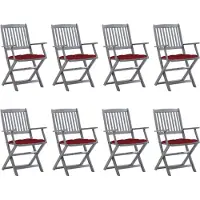 vidaXL Tuinstoelen 8 st inklapbaar met kussens massief acaciahout