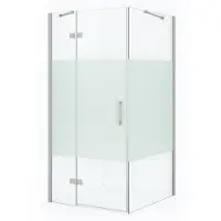 Maxaro Diamond Douchecabine | 100x100 cm Rvs Helder met matte strook Draaideur Vierkant
