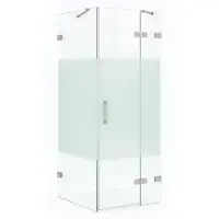 Maxaro Diamond Douchecabine | 80x80 cm Rvs Helder met matte strook Draaideur Vierkant