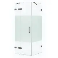 Maxaro Diamond Douchecabine | 90x80 cm Zwart metaal Helder met matte strook Draaideur Rechthoek