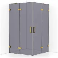 Maxaro Diamond Douchecabine | 120x120 cm Goud Rookglas Draaideur Vierkant