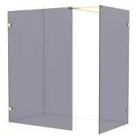 Maxaro Diamond Inloopdouche | 140x110 cm Lichtgoud Rookglas 2 vaste wanden