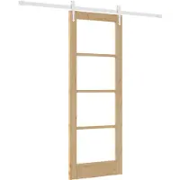 vidaXL Schuifdeur 73,5 x 198,5 cm Massief grenenhout en glas Naturel