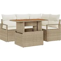 vidaXL Tuinbank Set 5 st 4-Aantal zitplaatsen Beige en Crème