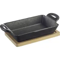 Westmark Gietijzeren Pan Tapas + Friends – kleine gietijzeren pan met deksel, geschikt voor alle soorten fornuizen, inclusief inductie en grill, incl. bamboe onderzetter – ijzer, 300ml
