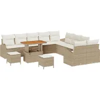 vidaXL Tuinbank Set 13 st 12-Aantal zitplaatsen Beige en Crème