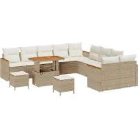 vidaXL Tuinbank Set 13 st 12-Aantal zitplaatsen Beige poly rattan