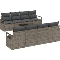 vidaXL Tuinbank Set 9 st 8-Aantal zitplaatsen Grijs poly rattan