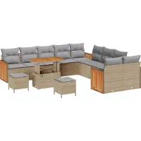 vidaXL Tuinbank Set 17 st 10-Aantal zitplaatsen Beige en Lichtgrijs