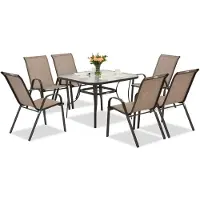 Garden Point Tuintafel Modena bruin voor 6 personen met vierkante tafel