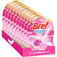 Bref - Brilliant Gel - Spring Rain - Allin1 - Toiletblok - Stralende Reiniging - Langdurige Frisheid - Voordeelverpakking - 11 Stuks