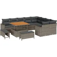 vidaXL Tuinbank Set 13 st 12-Aantal zitplaatsen Grijs poly rattan