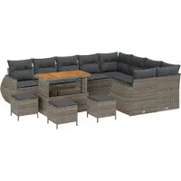 vidaXL Tuinbank Set 13 st 13-Aantal zitplaatsen Grijs Poly Riet