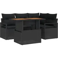 vidaXL Tuinbank Set 5 st 4-Aantal zitplaatsen Zwart en Bruin