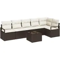 vidaXL Tuinbank Set 7 st Bruin en Crème poly rattan