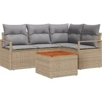vidaXL Tuinbank Set 5 st Beige poly rattan