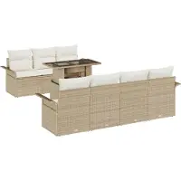vidaXL Tuinbank Set 8 st Beige [Synthetisch]: Poly Riet