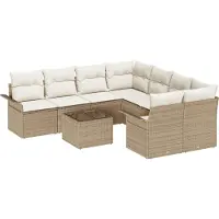 vidaXL Tuinbank Set 9 st Beige en Crème poly rattan