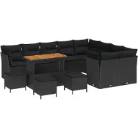 vidaXL Tuinbank Set 13 st 9-Aantal zitplaatsen Zwart poly rattan