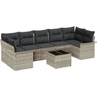 vidaXL Tuinbank Set 8 st Lichtgrijs en Donkergrijs poly rattan