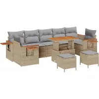 vidaXL Tuinbank Set 13 st 9-Aantal zitplaatsen Beige en Lichtgrijs