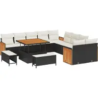 vidaXL Tuinbank Set 17 st 12-Aantal zitplaatsen Zwart en Crème