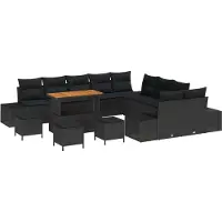 vidaXL Tuinbank Set 14 st Zwart poly rattan