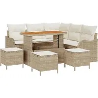 vidaXL Tuinbank Set 9 st Beige poly rattan