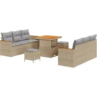 vidaXL Tuinbank Set 11 st 10-Aantal zitplaatsen Beige en Lichtgrijs