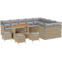 vidaXL Tuinbank Set 13 st 9-Aantal zitplaatsen Beige en Lichtgrijs