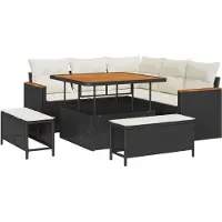 vidaXL Tuinbank Set 8 st 5-Aantal zitplaatsen Zwart Poly rattan
