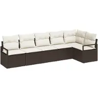 vidaXL Tuinbank Set 6 st Bruin en wit poly rattan