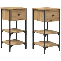 vidaXL Nachtkastje 2 st Bruin 33,5 x 36 x 70 cm Geconstrueerd hout