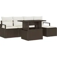 vidaXL Tuinbank Set 6 st Bruin en Crème poly rattan