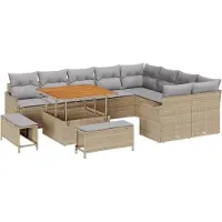 vidaXL Tuinbank Set 12 st 11-Aantal zitplaatsen Beige en Lichtgrijs