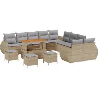 vidaXL Tuinbank Set 14 st 14-Aantal zitplaatsen beige en lichtgrijs